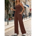 thumbnail image 2 of Women'S 2 Piece Lounge Set Spring Outfits - Camisole Top & Wide Leg Pants Brown S, 2 of 8