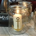 thumbnail image 5 of Beach Chic Nautical Hurricanes, Set of 3, Rustic Rope Handles, Anchors Away Pattern, Candle Holder, for LED or Wax Votive, Pillar or Tealights, Wind Lights, 6 Inches Tall Cape Cod Style, 5 of 6