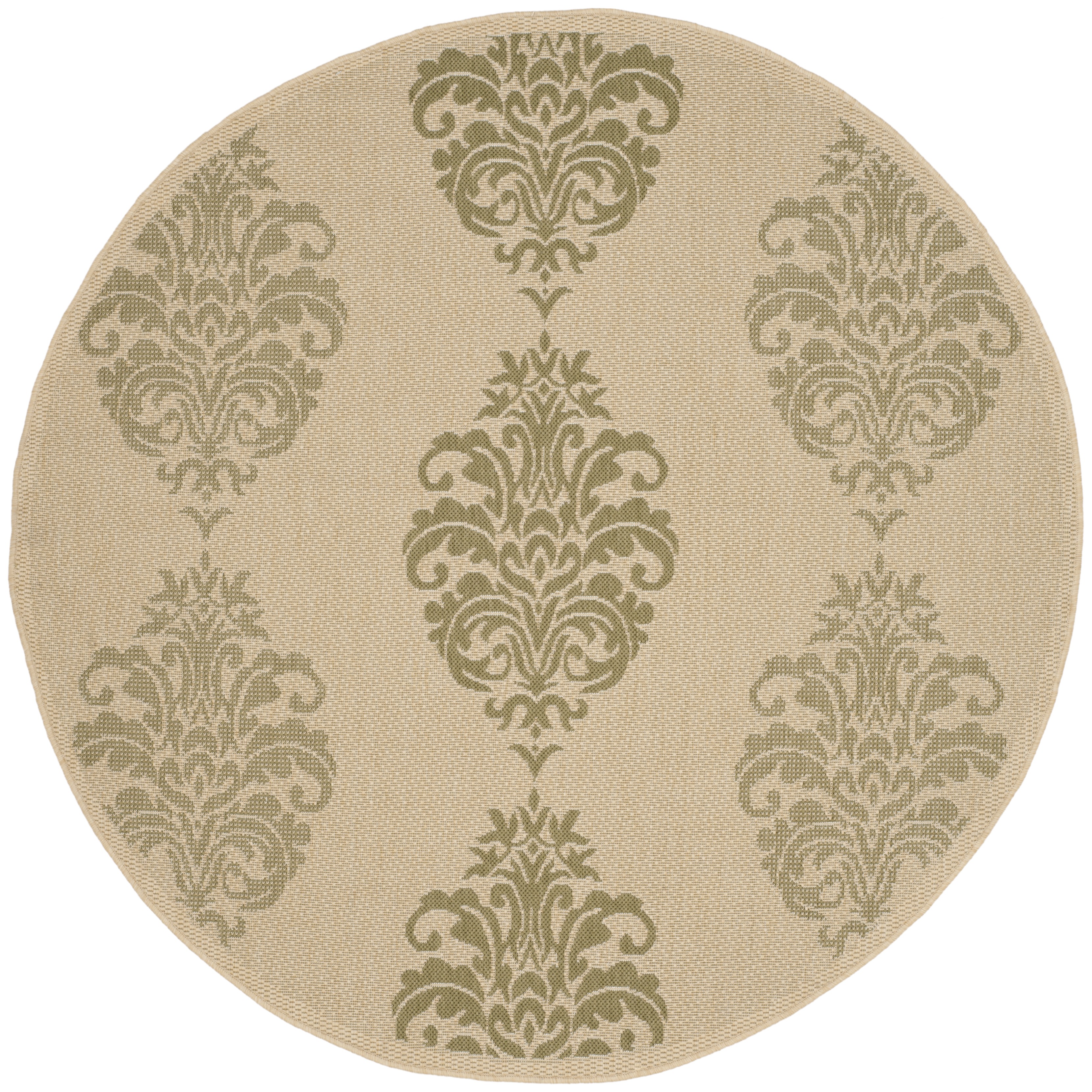 Safavieh Courtyard Jenny Medallion Indoor/Outdoor Area Rug, Natural/Olive, 5'3" x 5'3" Round