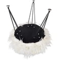thumbnail image 3 of Homebeez Faux Fur Ottoman Footrest Vanity Stool with Metal Legs White, 3 of 6