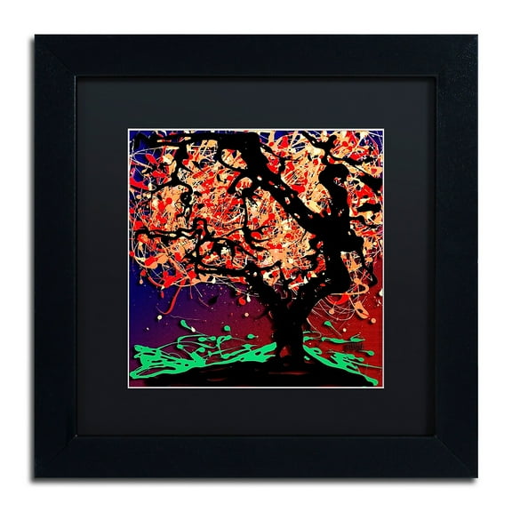 Trademark Fine Art "Fall Red Tree" Canvas Art by Roderick Stevens, Black Matte, Black Frame