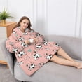 thumbnail image 5 of Oversized Wearable Blanket Hoodie,Pink Cow Spotted Pattern Sherpa Blanket Hoodie with Super Pockets,Super Warm Fuzzy Pullover for Women & Men, 5 of 6