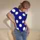 thumbnail image 3 of Fotbe Navy And White Polka Dot Body de Mujer con Cuello Redondo y Mangas Cortas, Sin Mangas Ajustado, Suave, Cómodo y Básico-Large, 3 of 7
