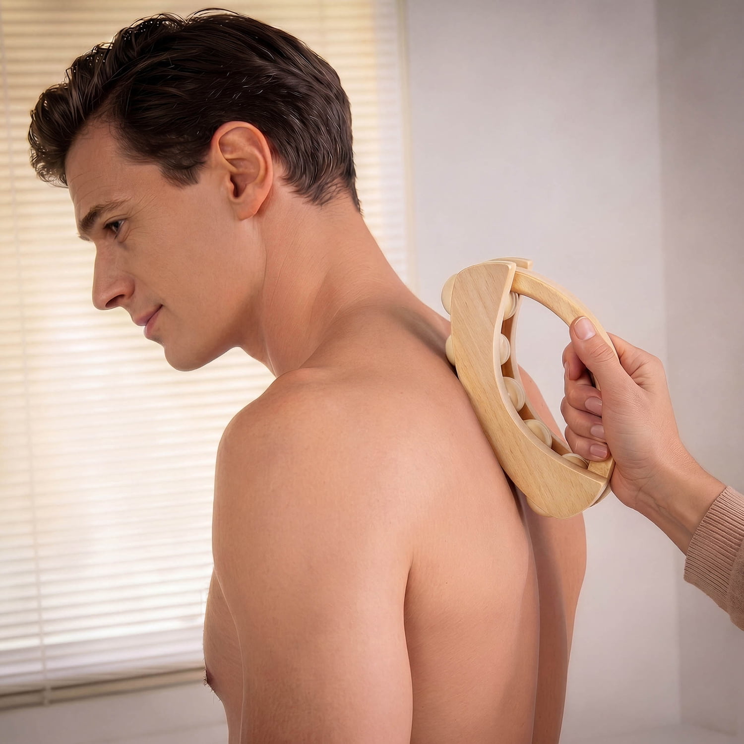 Brookstone Handheld Wooden Body Massager, Wood, WL1163-CMA