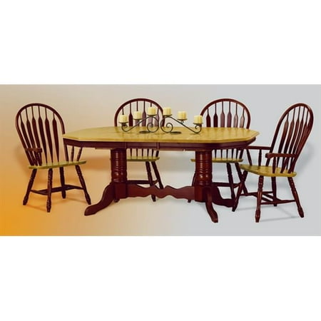 Double Trestle - Sunset Trading Double Pedestal Trestle Dining Table in Nutmeg with Light Oak Finish Butterfly Top