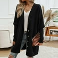 thumbnail image 4 of Kogui Womens Long Cardigans Cable Knitted Open Front Oversized Hooded Outerwear Sweater Coat (Black,L), 4 of 5
