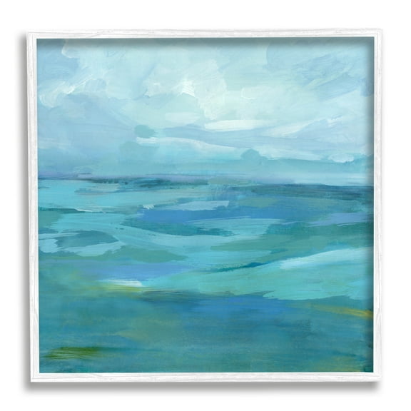Stupell Flowing Ocean Tide Abstract Landscape Painting White Framed Art Print Wall Art