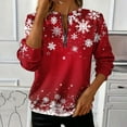thumbnail image 2 of Half Zip Sweatshirts Loose Fit Casual Christmas Crewneck Pullover Tops for Women Colorblock Holiday Outfits (M, Red), 2 of 5