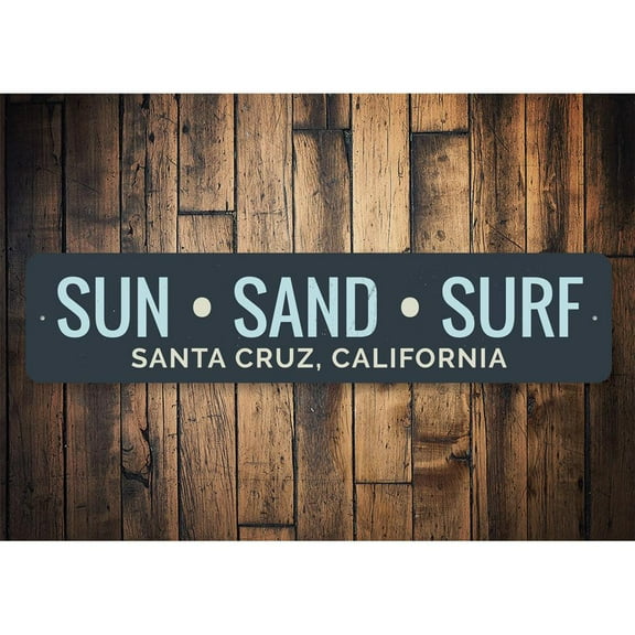 Sun Sand Surf Novelty Sign, Metal Wall Decor - 4x18 inches