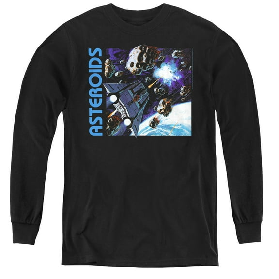 Atari 2600 Asteroids Youth Long Sleeve T-Shirt Tee Black