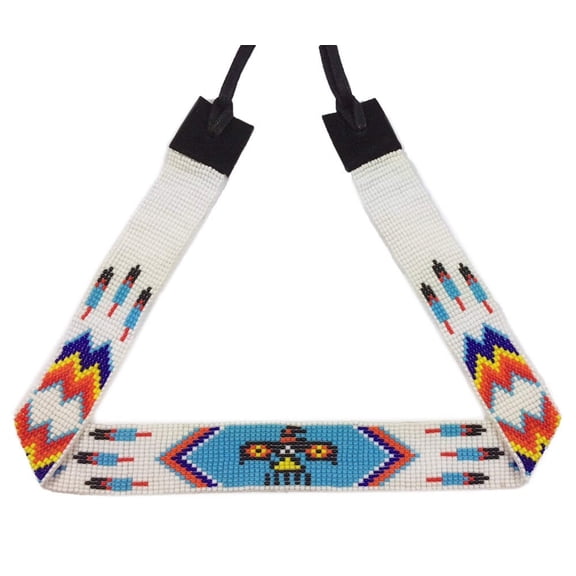 White Blue Bead Work Beaded Cowboy Hat Band Belt