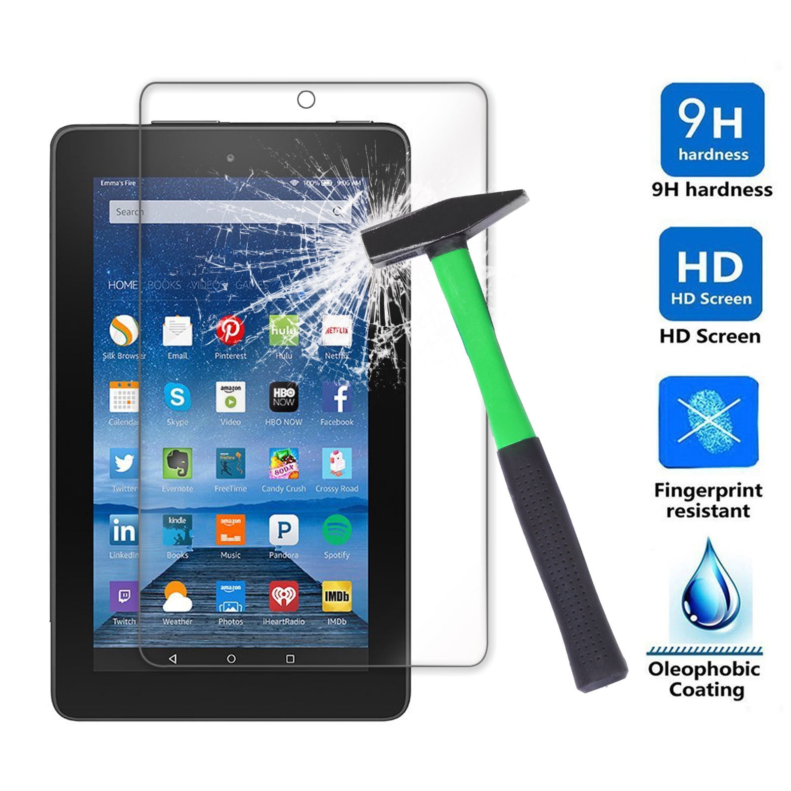 Tablet Tempered Glass Screen Protector  For Amazon Kindle Fire 7 5th Gen 2015） 