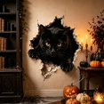 thumbnail image 5 of 3D Black Cat Wall Sticker, Haunting Glowing Eyes Cat Emerging from Torn Wall, Peel and Stick Halloween Decoration for Home and Office, Black Cat, 1 Pack, 5 of 5