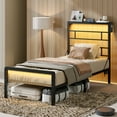 thumbnail image 4 of Bestier Twin Size LED Bed frame - Sturdy Metal Platform Bed with Headboard, Reversible Charging Station and 3 Adjustable Heights, Black, 4 of 11