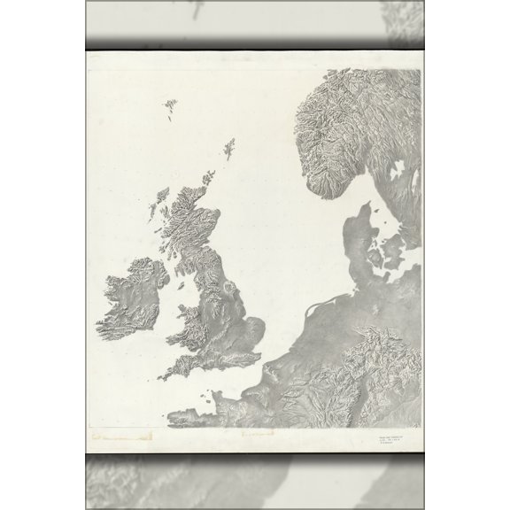 24"x36" Gallery Poster, cia terrain map of North Sea great britain denmark