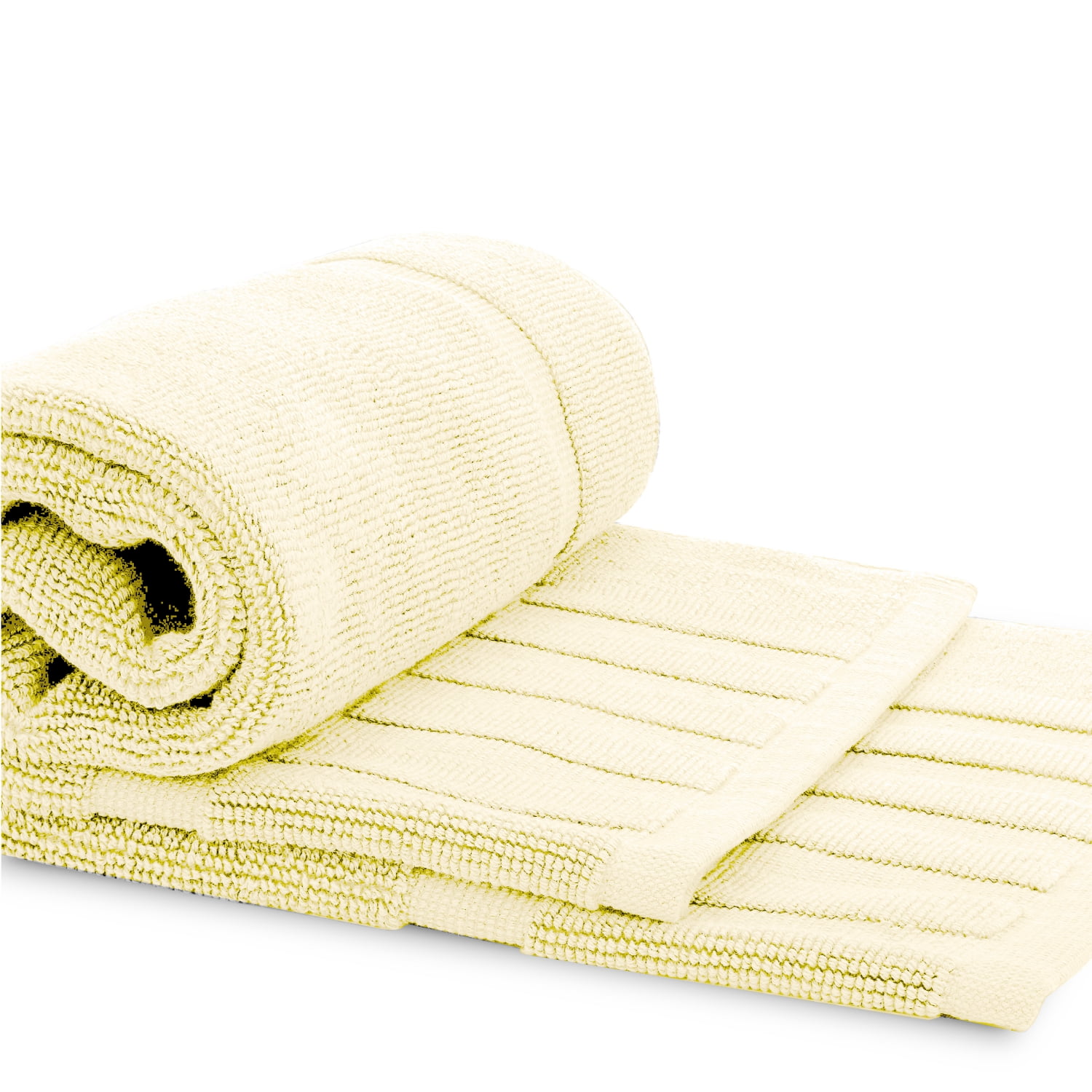 White Classic Hotel Collection Absorbent Cotton Bath Mats, Spa Reversible Floor Towels, not a Bathroom Rug, Beige, 22 x 34, 2 Pack