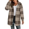 thumbnail image 6 of TrdSipl Women's Plaid Sherpa Fleece Jacket Fall Casual Warm Up Cardigan Long Open Front Trendy Fuzzy Coat Outerwear with Pockets, 6 of 6