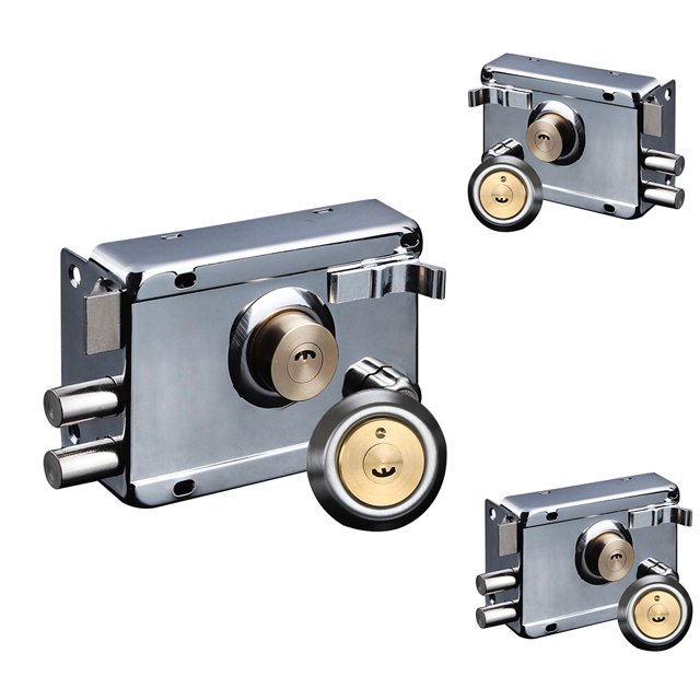 facefd Exterior Iron Door Locks Security Anti-theft Lock Wood gate lock hardware Multiple Insurance Lock Wood Gate Lock Hardware