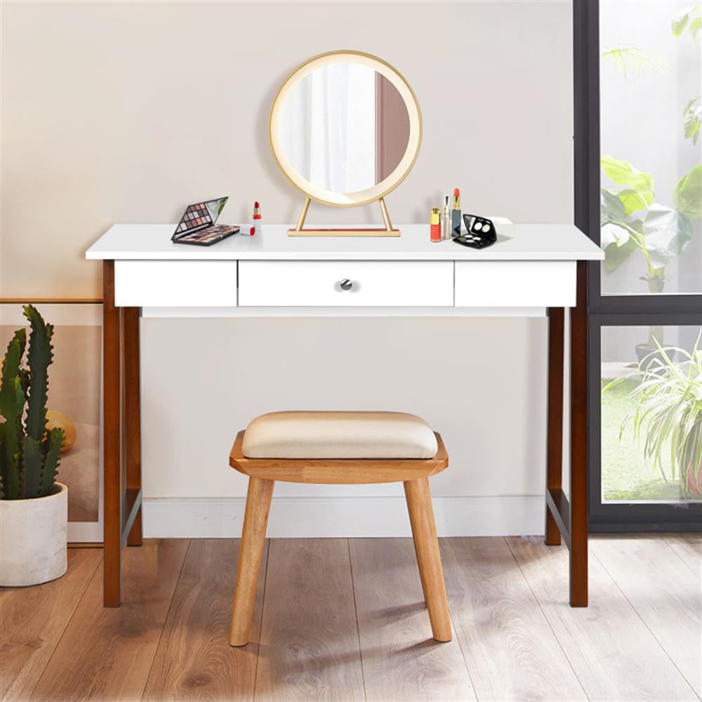 Demi Bonn Computer Desk Laptop PC Makeup Vanity Table, Small Home Office Desk Study Writing Table, Brown