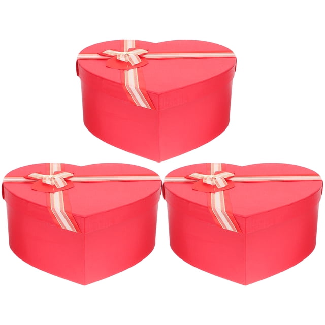3pcs Exquisite Heart-shape Gift Box Valentine's Day Present Box Festival Supply Gift Package