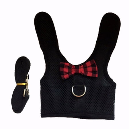 Adjustable Ferrets Small Animal Prevent Escape Guinea Pig Rabbit Harness Bunny Leash Rabbit Leash Rabbit Vest BLACK M