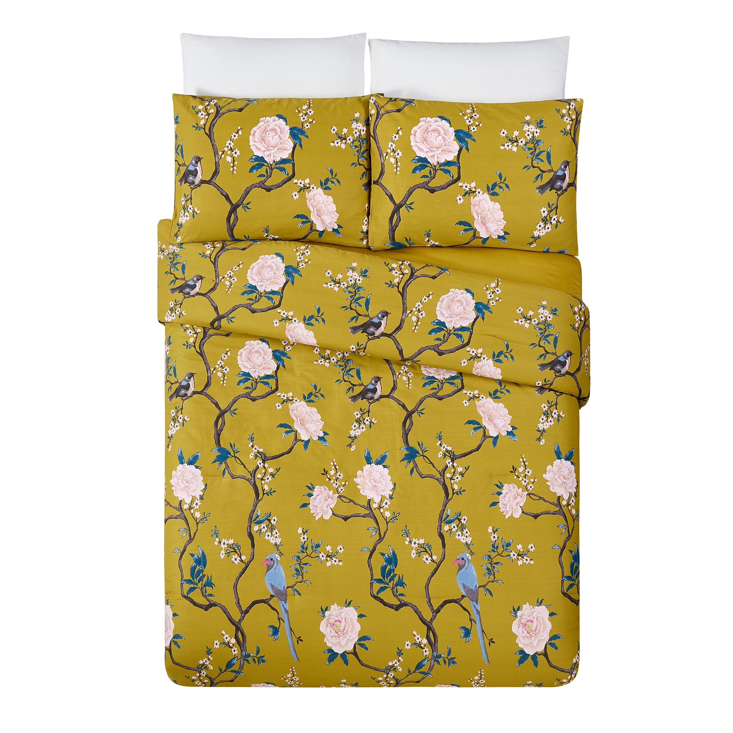 Ocleppo Bird Chinoiserie 3-Piece Comforter Set, Gold, King