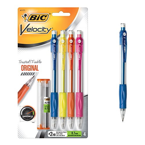 For Smooth Dark Writing Durable Eraser Black 0.9 mm 4-Count Velocity Original Mechanical Pencil 