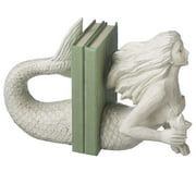 Resin Mermaid Bookend Pair, Distressed White