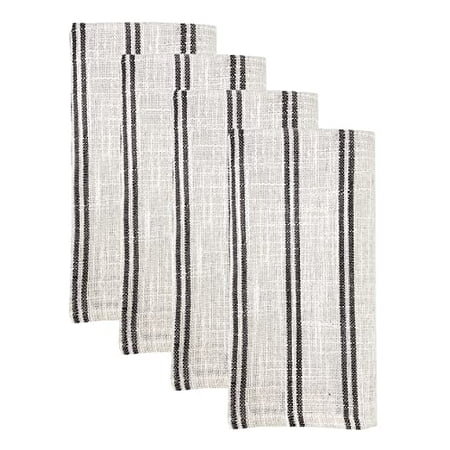

Fennco Styles Modern Striped Linen Blend Cloth Napkins 20 W x 20 L Set of 4 - Slate Woven Dinner Napkins for Home Décor Dining Table Banquets Family Gathering and Special Events