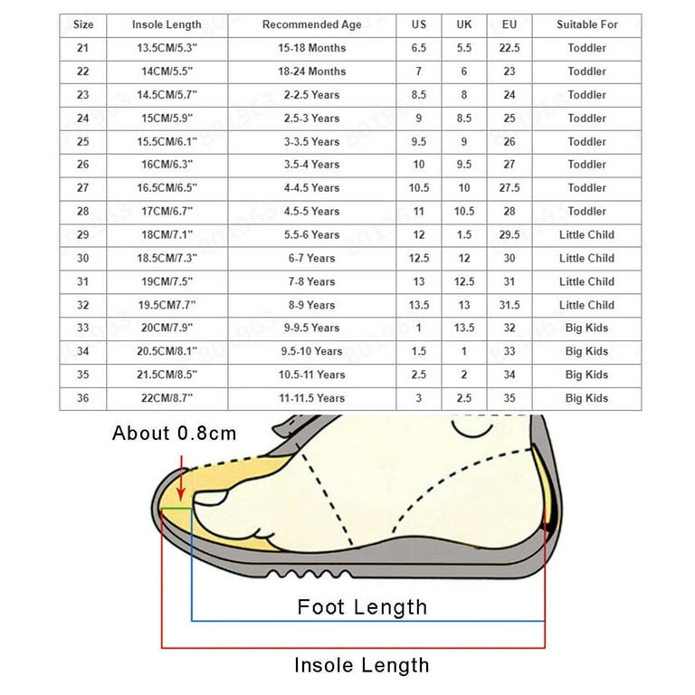 Big girl clearance shoes size chart