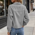 thumbnail image 5 of MLCDZ Womens Corduroy Jacket Cropped Fall Long Sleeve Button Down Turn collared Coat Casual Lightweight Solid Color Bomber Outerwear with Pockets, 5 of 9