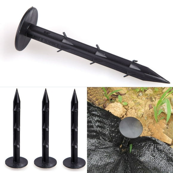 Peggybuy 10 Pcs Black Plastic Mulch Film Mulching Nail Gardening Fixing Tools S