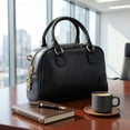 thumbnail image 3 of INSPIRE CHIC Vegan Leather Purse Bags Top Handle Dome Satchel Bag with Strap for Women Black, 3 of 6