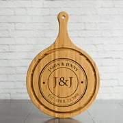 Personalized Round Large Cutting Board with Grooves Jason & Jenny