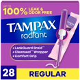 thumbnail image 1 of Tampax Radiant Tampons, avec Tresse Anti-Fuites, Absorption Régulière, Non Parfumés, 1 of 23