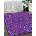 thumbnail image 3 of Ahgly Company Machine Washable Indoor Round Transitional Jasmine Purple Area Rugs, 4' Round, 3 of 7