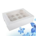 thumbnail image 2 of Portable 12-Cavity Cupcake Box Container Muffin Containers Bakery Cake Carriers for Home Dessert Shop (White), 2 of 6
