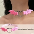 thumbnail image 3 of Hyasfey Nightclub Cosplay Heart Bat Wing Collar Necklace Punk Rock Gothic Sexy Faux Leather Circle Collar Choker Necklace Body Accessories, 3 of 8