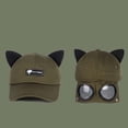 thumbnail image 2 of Bibifish Unisex Men Women Cat Ear Baseball Cap With Sunglasses Cotton Novelty Sun Protection Cap Adjustable Strap Casual Outdoor & Leisure Cap, 2 of 3