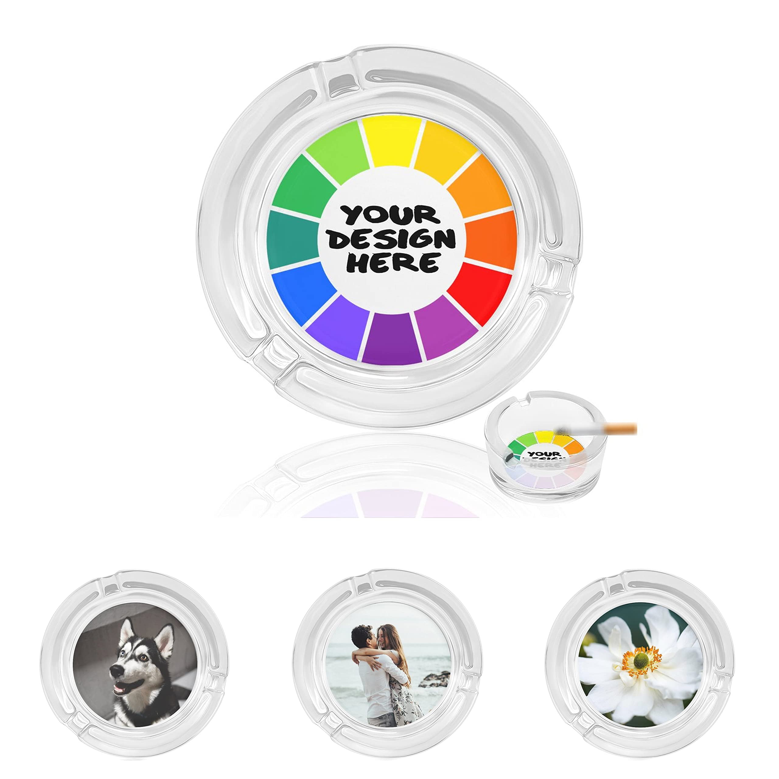 Custom Glass Ashtray with Text Picture Logo Personalized Cigar Ashtrays