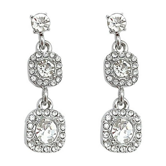 Lifetechs 1 Pair Women Hanging Earrings Sparkling Cubic Zirconia Geometric Luxury Lightweight Bride Wedding Prom Party Dangle Earrings Lady Ear Jewelry