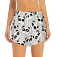 thumbnail image 2 of Picia Cute Panda Pattern Women's 2 in 1 Athletic Running Shorts High Waisted Workout Casual Gym Sweat Shorts with Comfy Liner Zipper Pockets-X-Large, 2 of 9