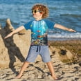 thumbnail image 3 of FORMRS Boys Rash Guard Short Sleeves Swim Shirt Quick Dry UPF 50+ Sun Protection, Sizes 3-12T, Underwater Fish, 3 of 6