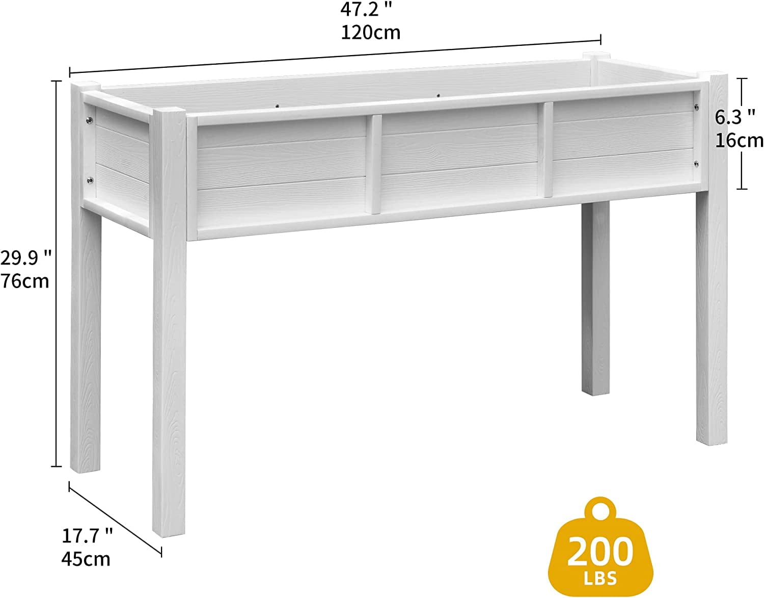 DEXTRUS Raised Garden Bed 48in, White