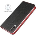 thumbnail image 5 of iPhone Xs Max Genuine Cowhide Leather Wallet Case,Headset Winder,Flip Folio Magnetic Closure,Card Holder Slots,Kickstand,Cash Pockets Wrist Strap Cover Case for iPhone Xs Max,6.5",Black, 5 of 17