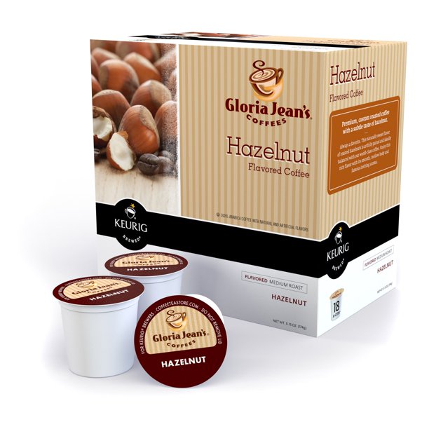 Gloria Jean's Coffees Hazelnut Medium Roast, Keurig Coffee Pods, 108 Ct (6 Boxes of 18
