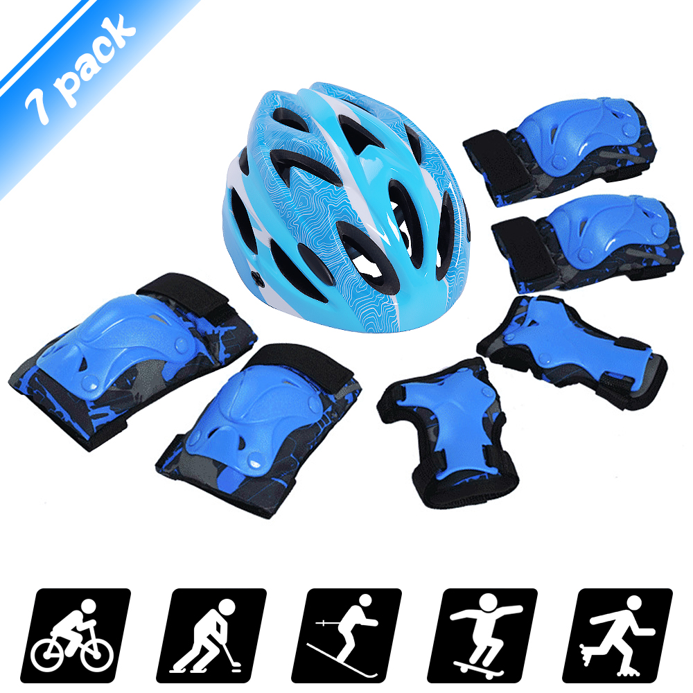 Kids Protective Gear Set Helmet Knee Wrist Guard Elbow Pad for Outdoor Sports US