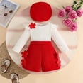 thumbnail image 2 of Tisuna Fall Outfit Set For Kids Girls Cozy Long Sleeve Crew Neck Floral Print Tops And Shorts Hat Outfits Children'S 3 Pieces Everyday Wear Clothing Set Size 2-3 Years, 2 of 8