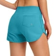 thumbnail image 4 of Rigardu swim shorts women Women's Swim Shorts with Pockets High Waisted Board Swimsuit Bathing Shorts Bathing Suit Bottom Boy Shorts Swimsuit Bottom Wide Elastic Band Swimbottom Green + L, 4 of 6