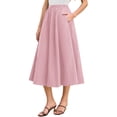 thumbnail image 4 of High Elastic Waist Women Solid Color Long Swing Skirt with Pocket, 4 of 6